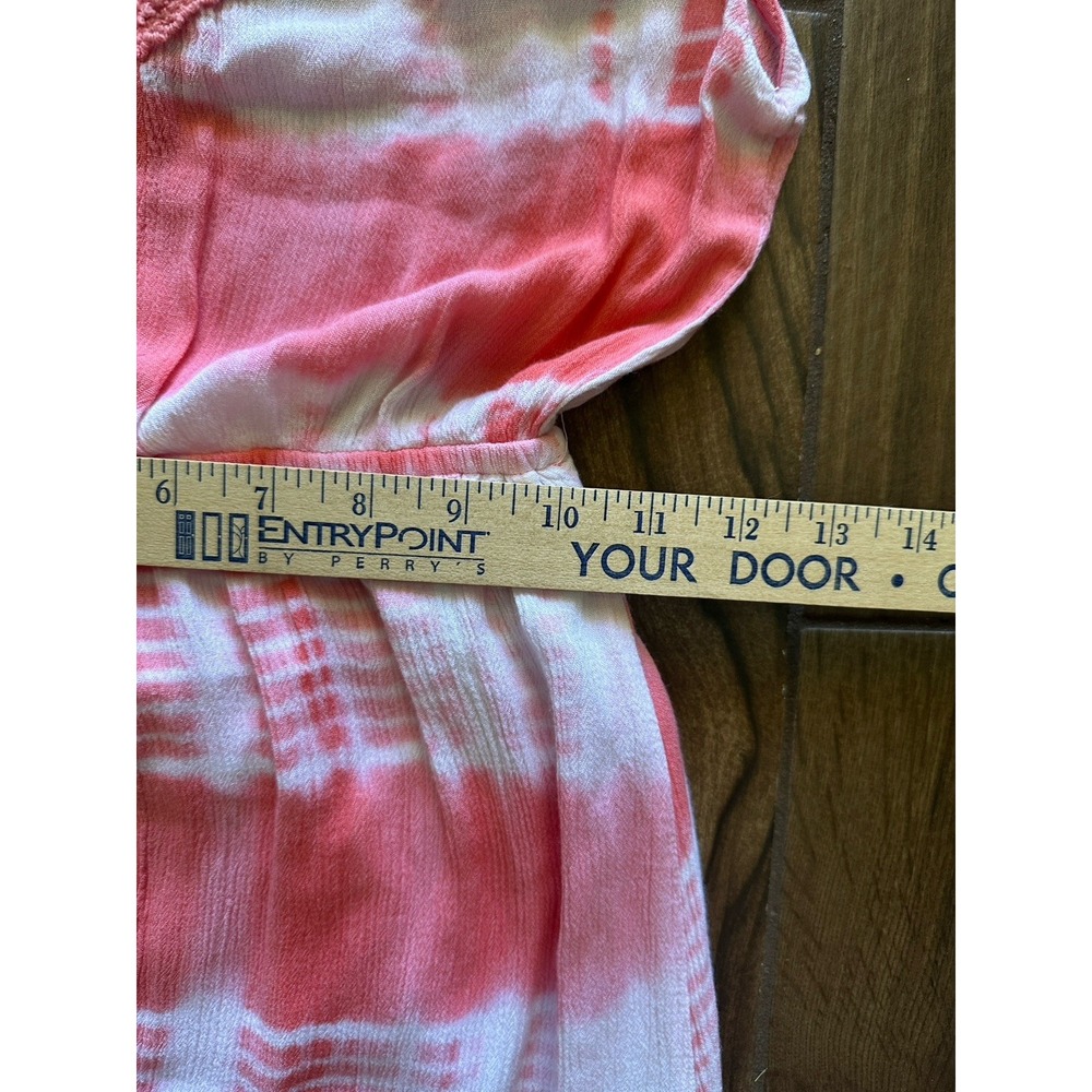 Flying Tomato Pink White Tie Dye Maxi Dress Crochet V-Neck Boho Slit Small - Picture 6 of 8